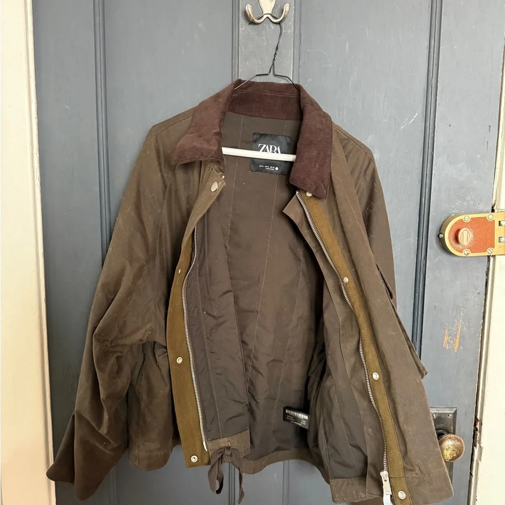 ZARA Corduroy Collar Waxed Women’s Jacket ZW Collection - Picture 5 of 6